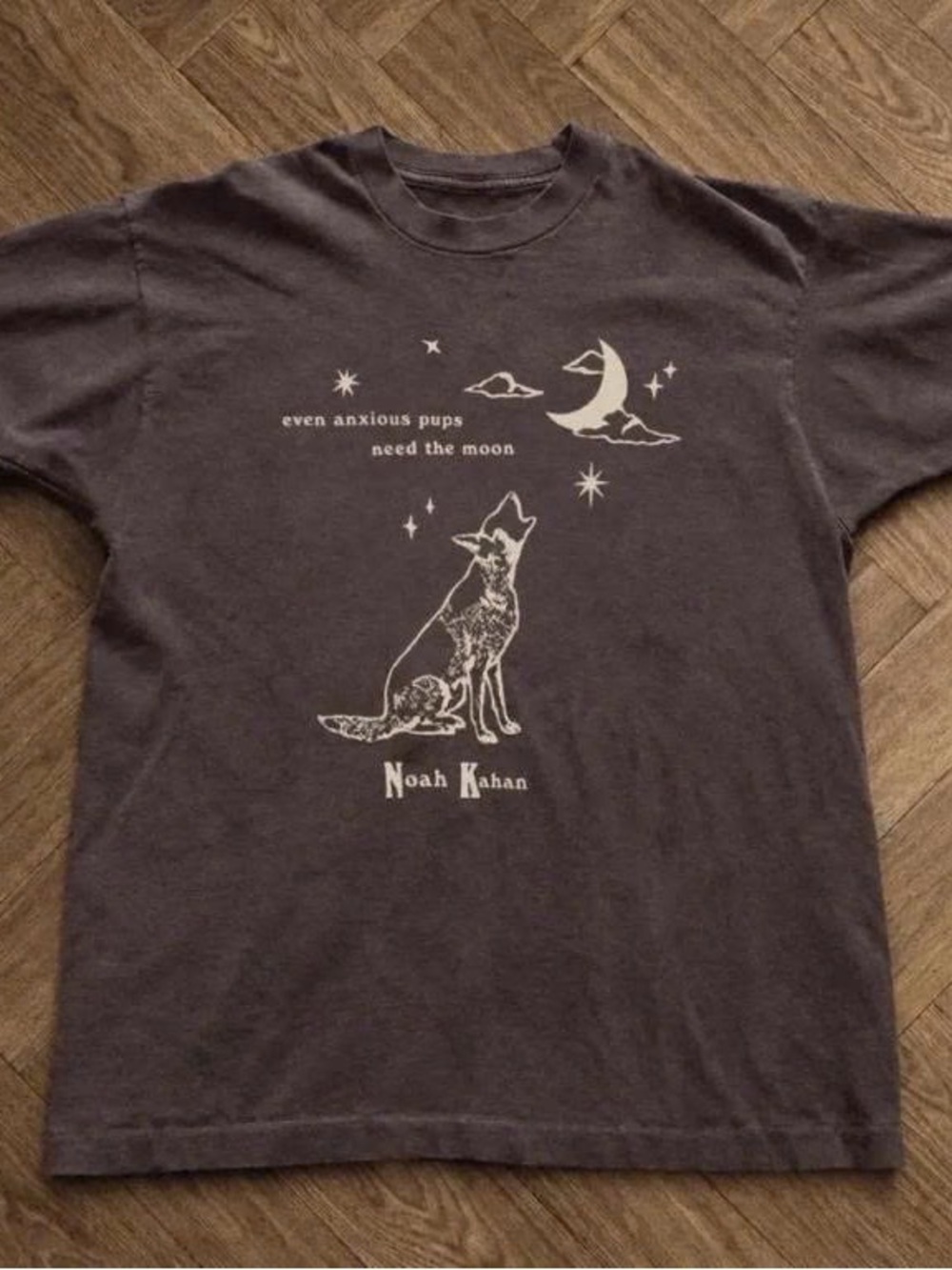 Men's Graphic Tee - Charcoal Moon & Fox Design